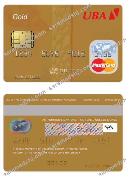 Liberia UBA Bank gold debit mastercard